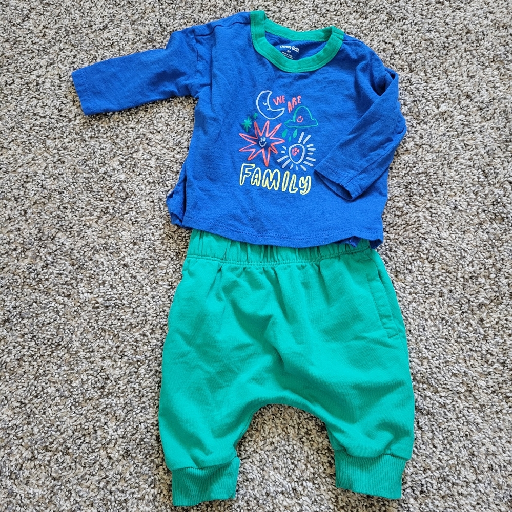 Organic cotton shirt pants set 3 months